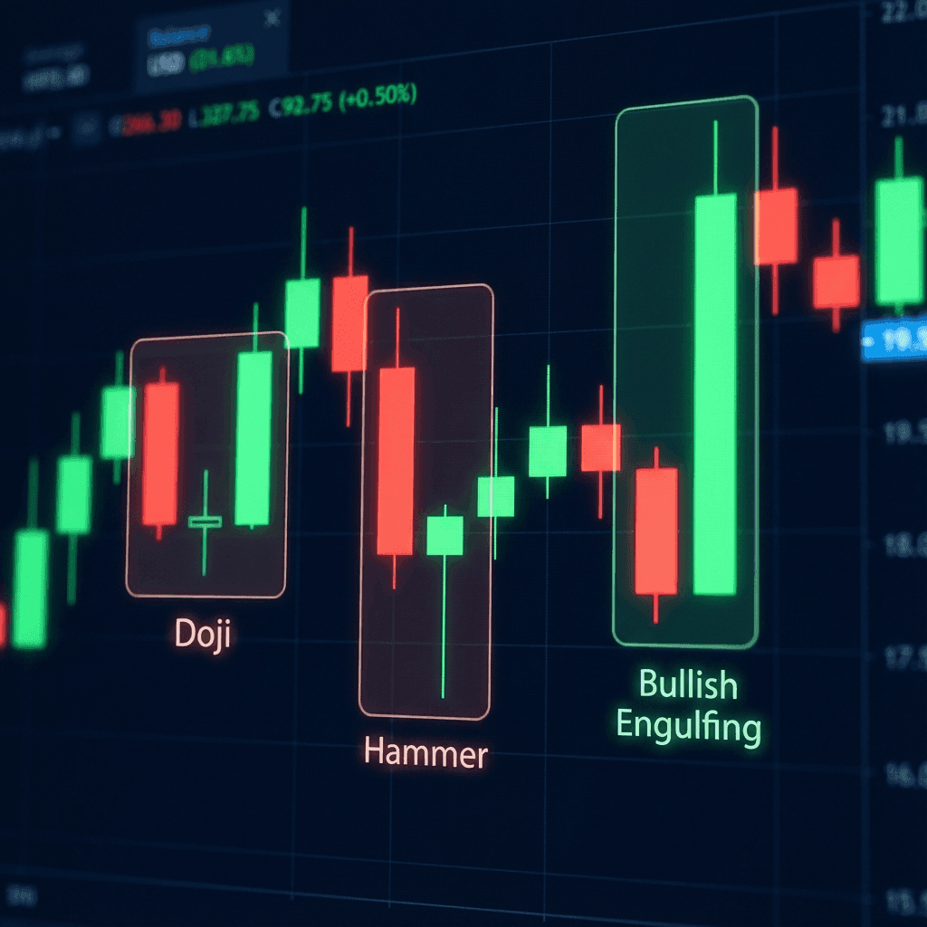 Candlestick Patterns Guide: Doji, Engulfing & Hammer
