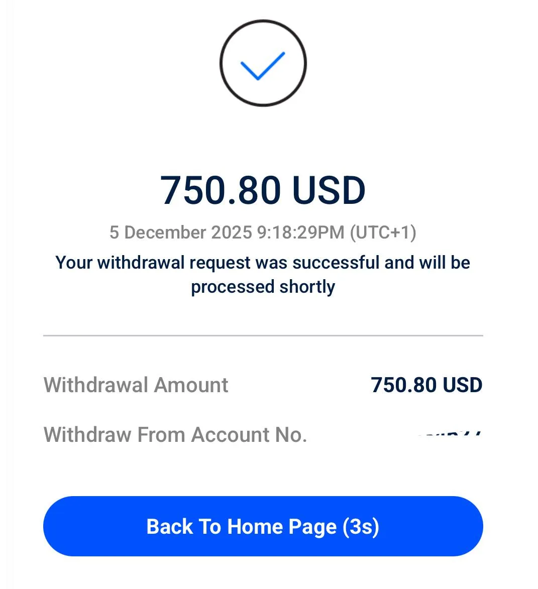 Broker withdrawal success screenshot from the Unshakable Traders community.