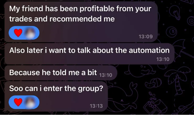 Automation interest screenshot from the Unshakable Traders community.