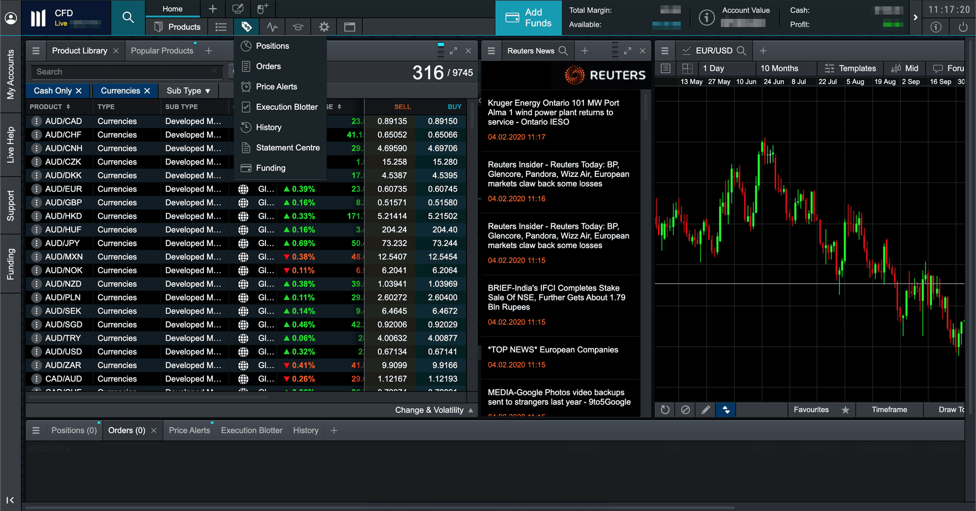 CMC Markets desktop platform screenshot