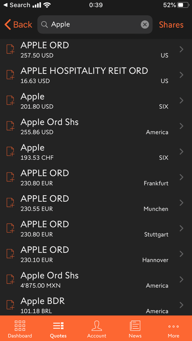 Swissquote mobile app screenshot 2