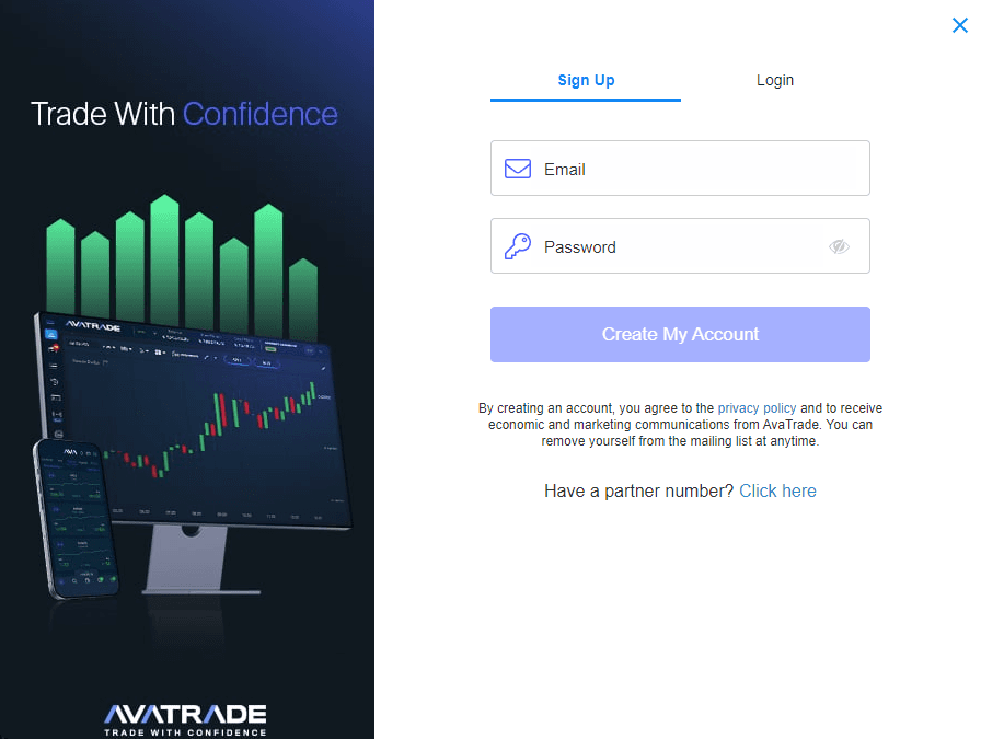 AvaTrade account opening screenshot 1