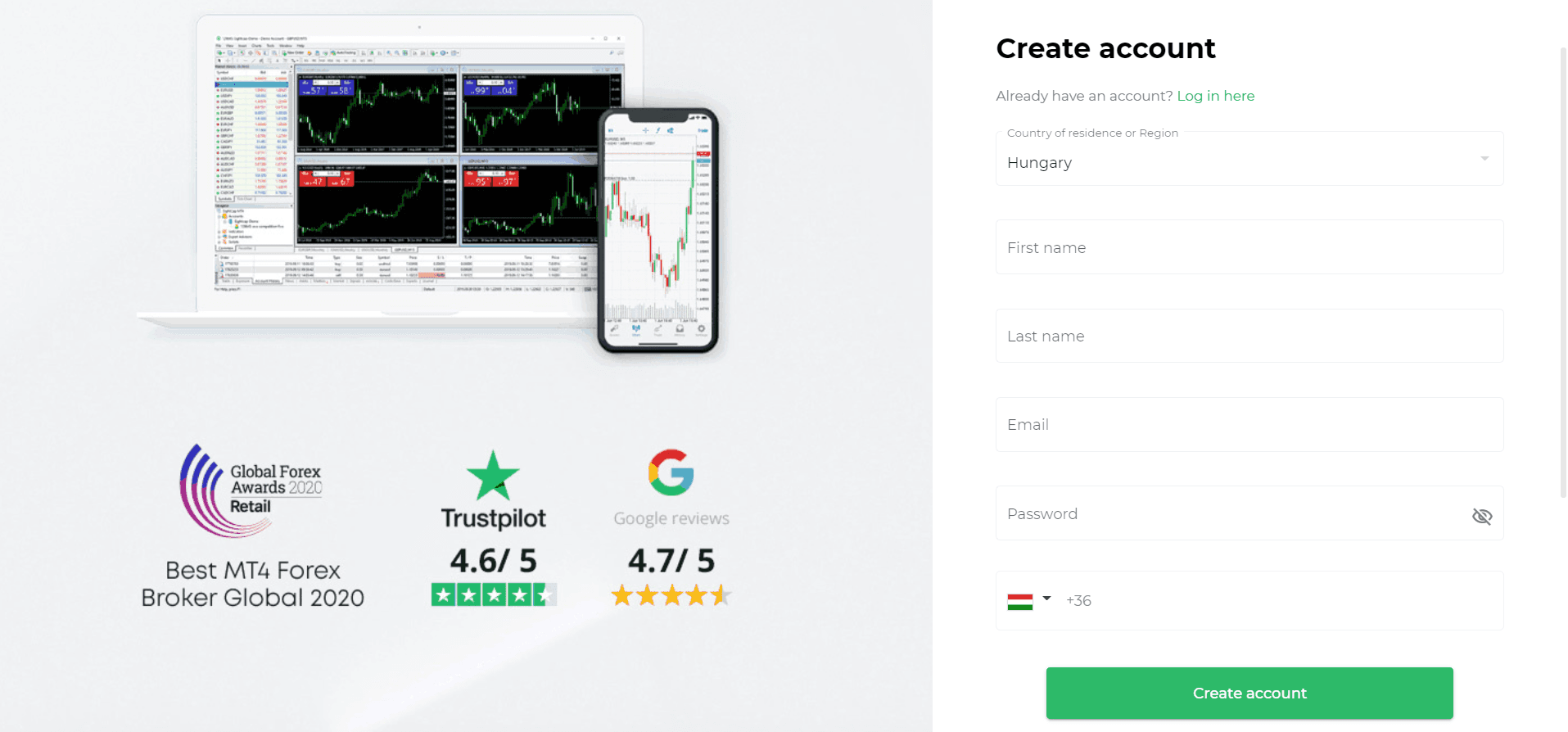Eightcap account opening screenshot 1