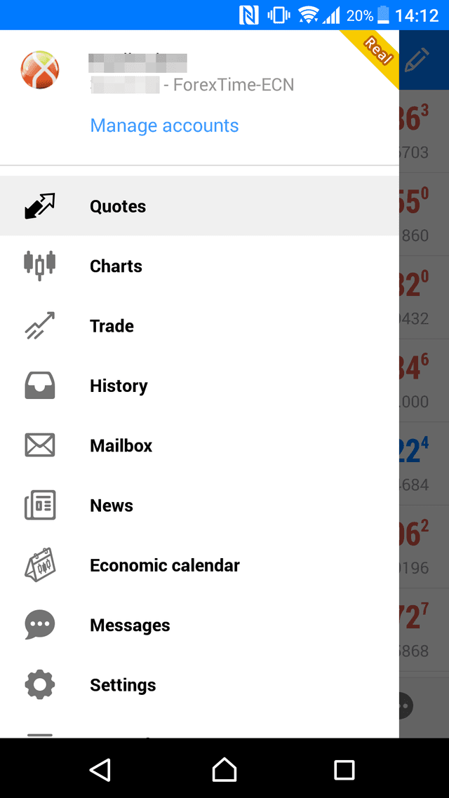 FXTM mobile app screenshot 1
