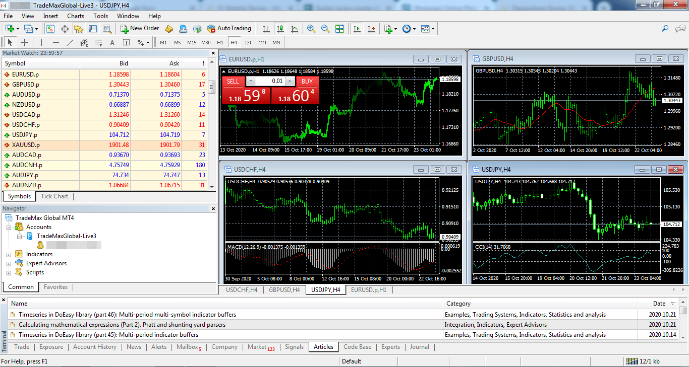 TMGM desktop platform screenshot
