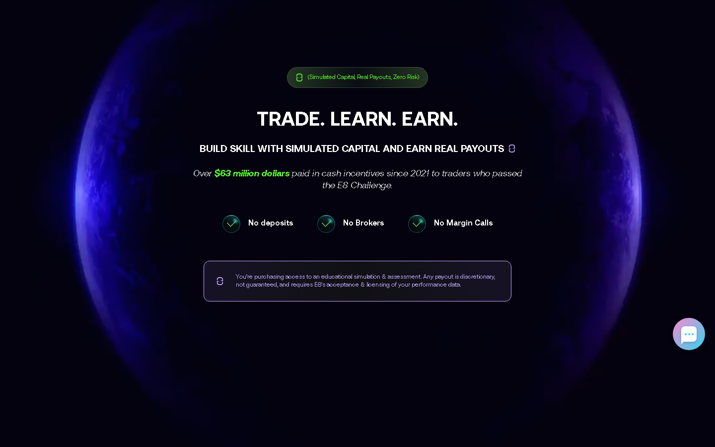 E8 Markets homepage preview screenshot